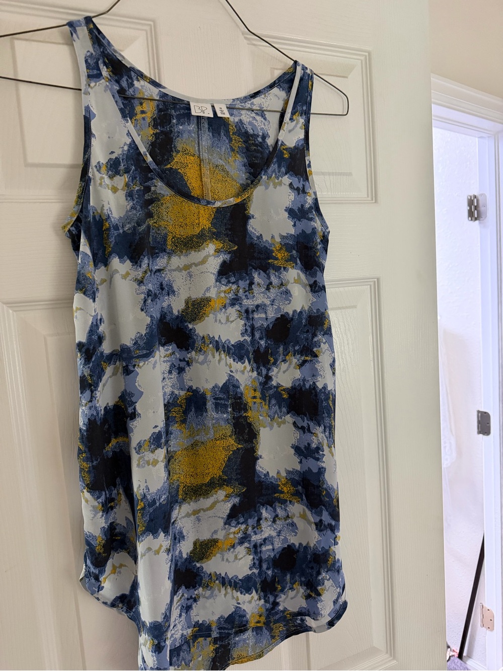 Nordstrom Blue, Navy & Mustard Abstract Print Sleeveless Camisole